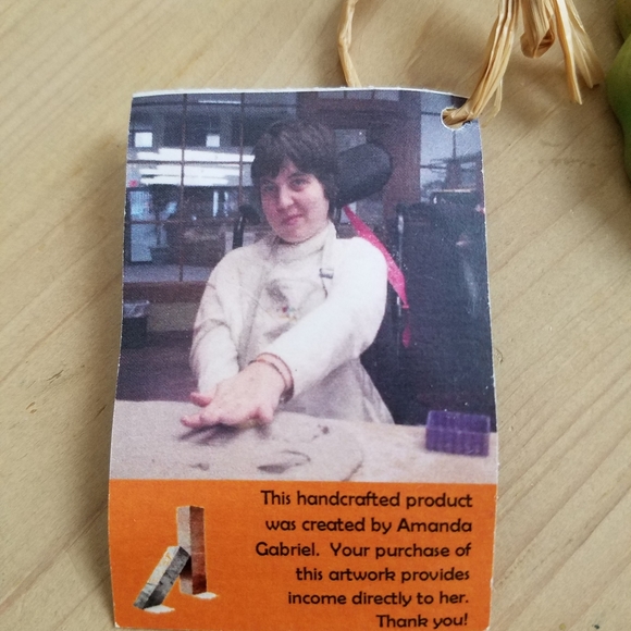 Clayworks Art Green Pottery Cat Hanging - Picture 4 of 6